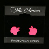 Mi Amore Apple Post-Earrings Silver-Tone/Pink