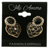 Mi Amore Heart Flower Post-Earrings Gold-Tone & Black