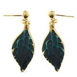 Mi Amore Leaf Dangle-Earrings Gold-Tone/Blue