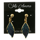 Mi Amore Leaf Dangle-Earrings Gold-Tone/Blue