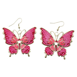 Mi Amore Butterfly Dangle-Earrings Silver-Tone/Pink