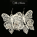 Mi Amore Butterfly Dangle-Earrings Silver-Tone