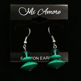 Mi Amore Green Acrylic Bead Dangle-Earrings Silver-Tone/Green