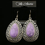 Mi Amore Dangle-Earrings Silver-Tone/Purple