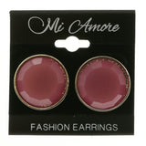 Mi Amore Pink Acrylic Gem Post-Earrings Silver-Tone/Pink