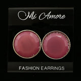 Mi Amore Pink Acrylic Gem Post-Earrings Silver-Tone/Pink