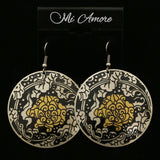 Mi Amore Flower Dangle-Earrings Silver-Tone/Gold-Tone