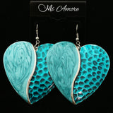 Mi Amore Heart Dangle-Earrings Silver-Tone/Blue