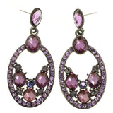 Mi Amore Purple Crystals Dangle-Earrings Dark-Silver/Purple