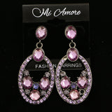 Mi Amore Purple Crystals Dangle-Earrings Dark-Silver/Purple