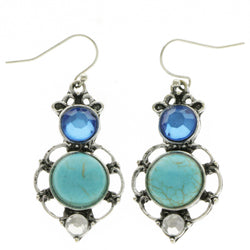 Mi Amore Stone Dangle-Earrings Blue/Silver-Tone