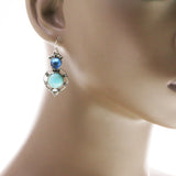 Mi Amore Stone Dangle-Earrings Blue/Silver-Tone