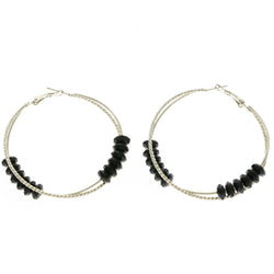 Mi Amore Hoop-Earrings Silver-Tone & Black