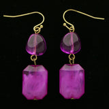 Mi Amore Drop-Dangle-Earrings Purple/Gold-Tone