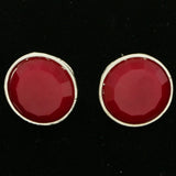 Mi Amore Post-Earrings Red/Silver-Tone