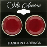 Mi Amore Post-Earrings Red/Silver-Tone