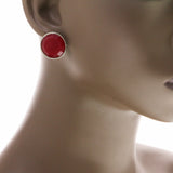 Mi Amore Post-Earrings Red/Silver-Tone