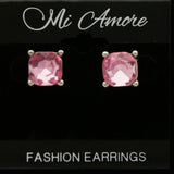 Mi Amore Post-Earrings Pink/Silver-Tone