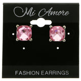 Mi Amore Post-Earrings Pink/Silver-Tone