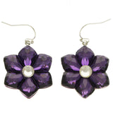 Mi Amore Flower Dangle-Earrings Purple/Silver-Tone