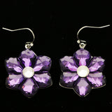 Mi Amore Flower Dangle-Earrings Purple/Silver-Tone