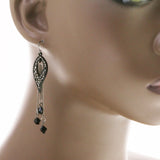 Mi Amore Drop-Dangle-Earrings Black/Dark-Silver