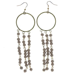 Gold-Tone & Brown Metal Dangle-Earrings With Bead Accents