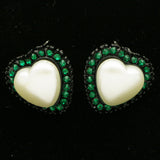 Mi Amore Heart Post-Earrings White/Green