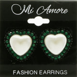 Mi Amore Heart Post-Earrings White/Green