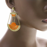 Mi Amore Drop-Dangle-Earrings Orange/Gold-Tone