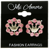 Mi Amore Crown Post-Earrings Pink/Silver-Tone