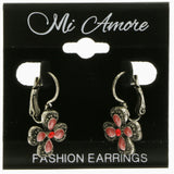 Mi Amore Clover Dangle-Earrings Red/Dark-Silver