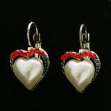 Mi Amore Heart Dangle-Earrings Red/Silver-Tone