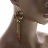 Mi Amore Tassel-Earrings Gold-Tone/Red