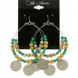 Mi Amore Green and Red Bead Dangle-Earrings Silver-Tone