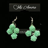 Mi Amore Rose Dangle-Earrings Silver-Tone/Green