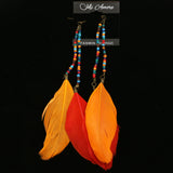 Mi Amore Feather Drop-Dangle-Earrings Bronze-Tone/Multicolor