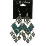 Mi Amore Blue Dangle-Earrings Silver-Tone/Blue