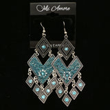 Mi Amore Blue Dangle-Earrings Silver-Tone/Blue