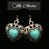 Mi Amore Heart Dangle-Earrings Silver-Tone/Blue