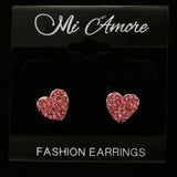 Mi Amore Heart Post-Earrings Silver-Tone/Pink