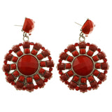 Mi Amore Red Crystals and Gems Dangle-Earrings Silver-Tone/Red