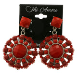 Mi Amore Red Crystals and Gems Dangle-Earrings Silver-Tone/Red