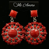 Mi Amore Red Crystals and Gems Dangle-Earrings Silver-Tone/Red