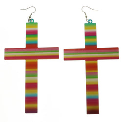 Mi Amore Cross Dangle-Earrings Silver-Tone/Multicolor