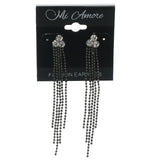 Silver-Tone Metal Drop-Dangle-Earrings With Crystal Accents