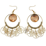 Mi Amore Peach Acrylic Gem Leaf Dangle-Earrings Gold-Tone & Peach