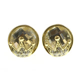 Mi Amore Crown Clear Acrylic Gem Post-Earrings Gold-Tone & Clear
