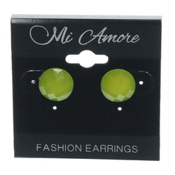 Green & Silver-Tone Faceted Stud-Earrings
