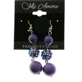 Mi Amore Dangle-Earrings Silver-Tone/Purple